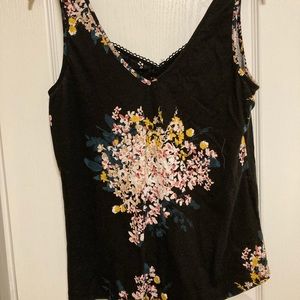 Ladies Black & Flowered Tank Top